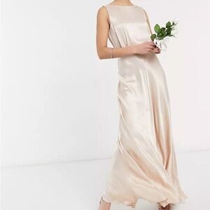 Ghost London Long Satin sleeveless Maxi Dress XL Wedding Bridal Formal Party